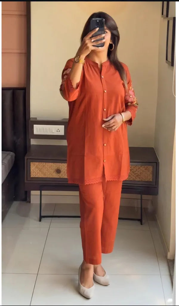 Floral Embroidered Co_ord  Set