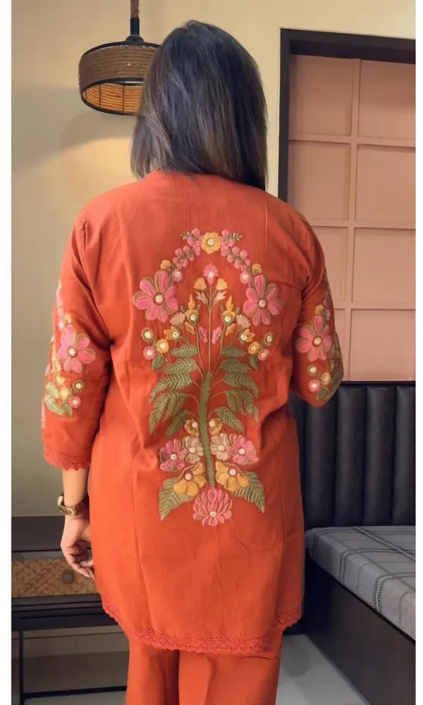 Floral Embroidered Co_ord  Set