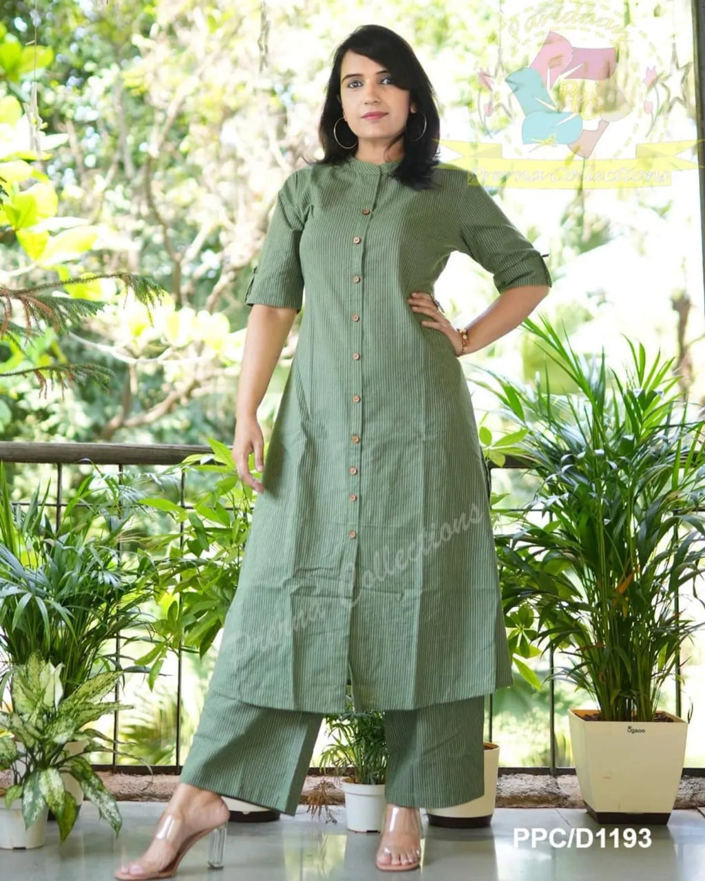 House of Jaipur Olive Green Co-Ord Set In A-Line Kurta And Pant Set