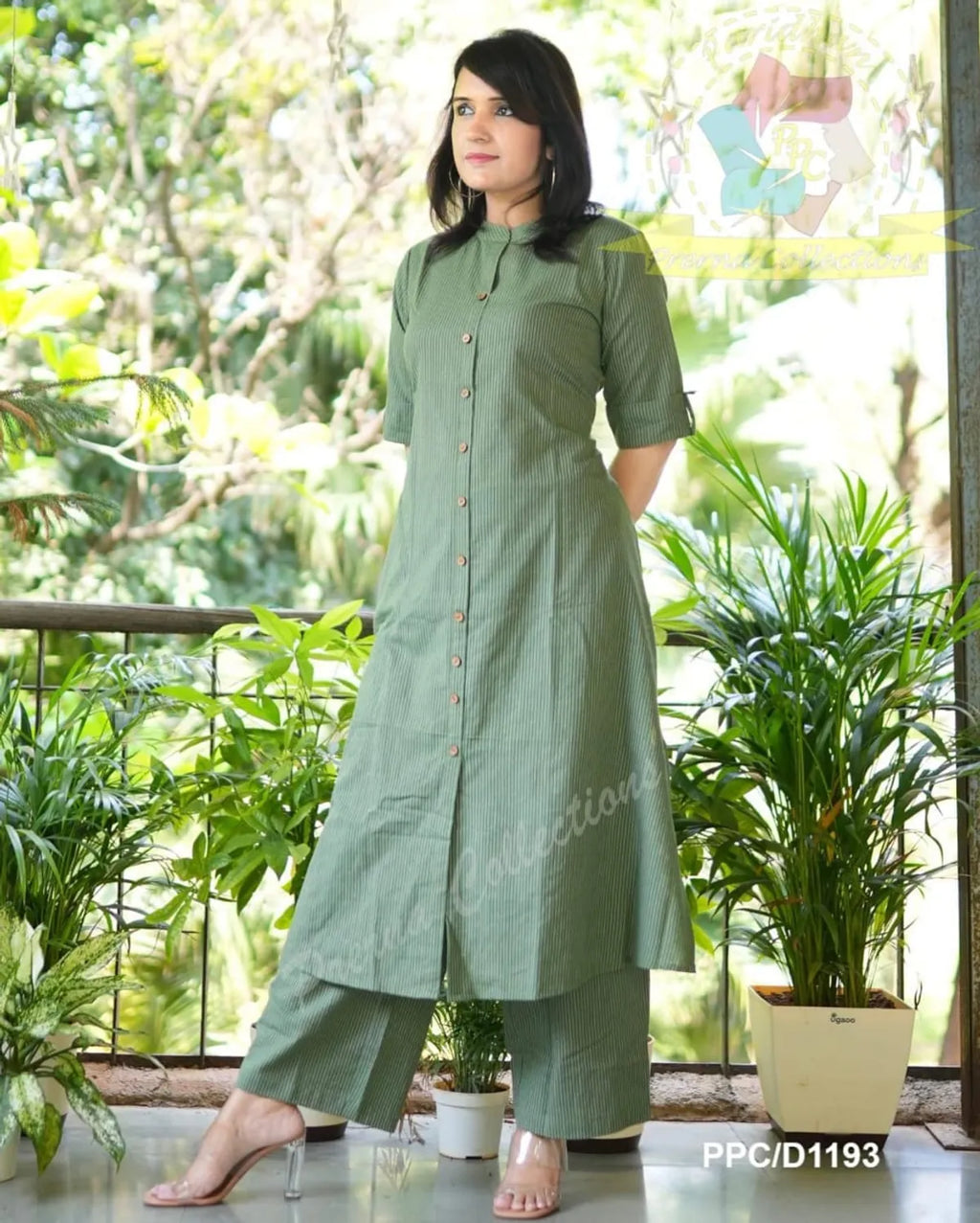 House of Jaipur Olive Green Co-Ord Set In A-Line Kurta And Pant Set