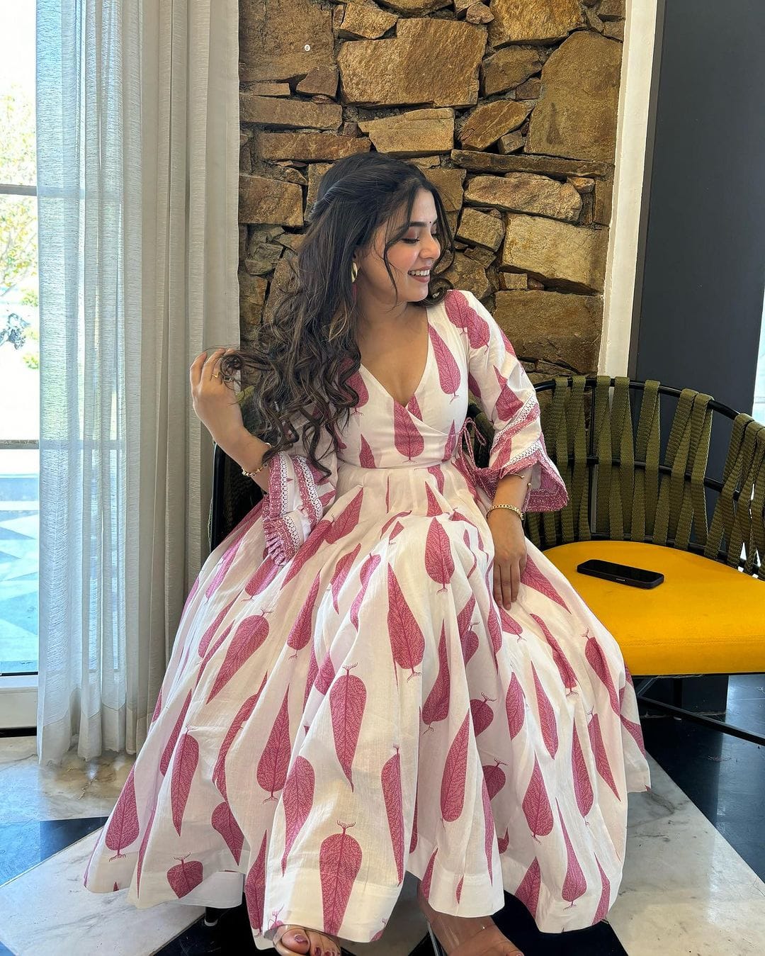 Purple Cotton Anarkali Kurta Set