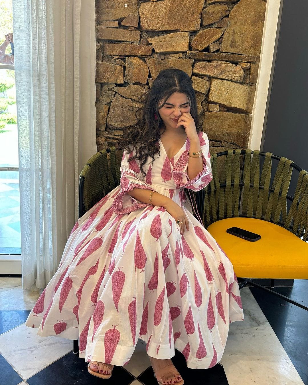 Purple Cotton Anarkali Kurta Set