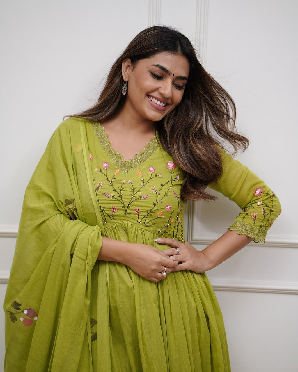 Green Look Beautiful And Elegant In Our Best Cotton Suit Set.