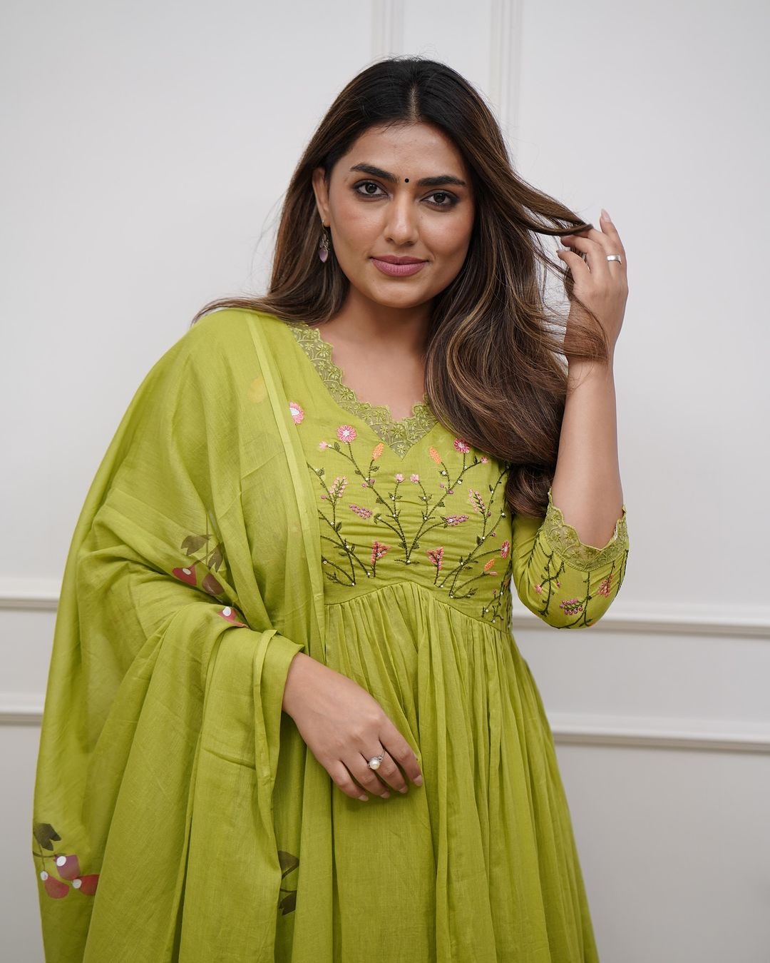 Green Look Beautiful And Elegant In Our Best Cotton Suit Set.