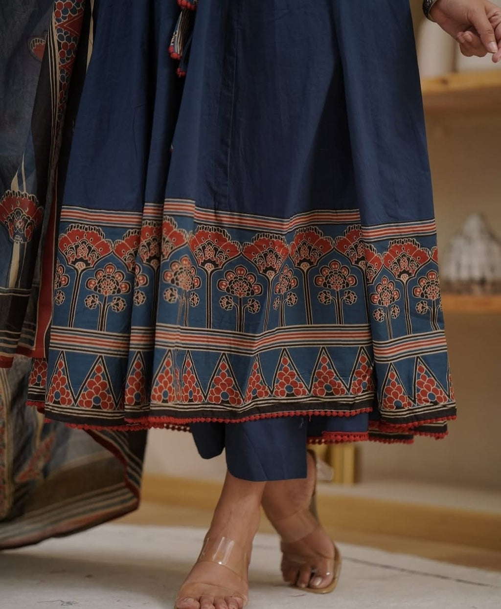 House of Jaipur Premium Printed With Hand Work Anarkali Kurta Set