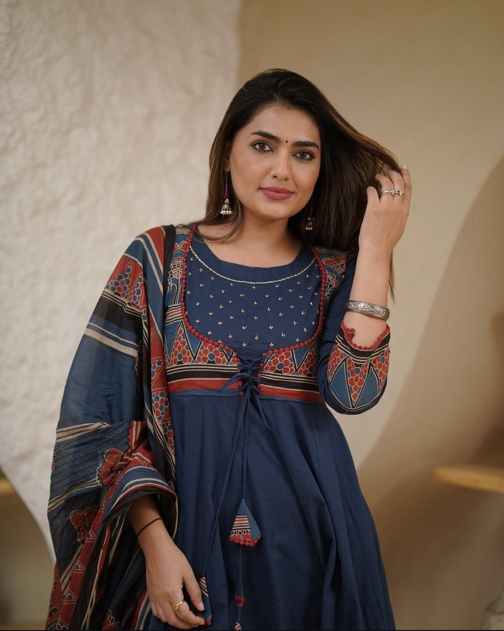 House of Jaipur Premium Printed With Hand Work Anarkali Kurta Set