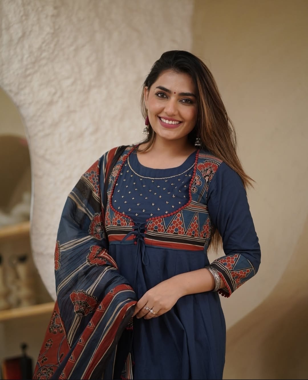 House of Jaipur Premium Printed With Hand Work Anarkali Kurta Set