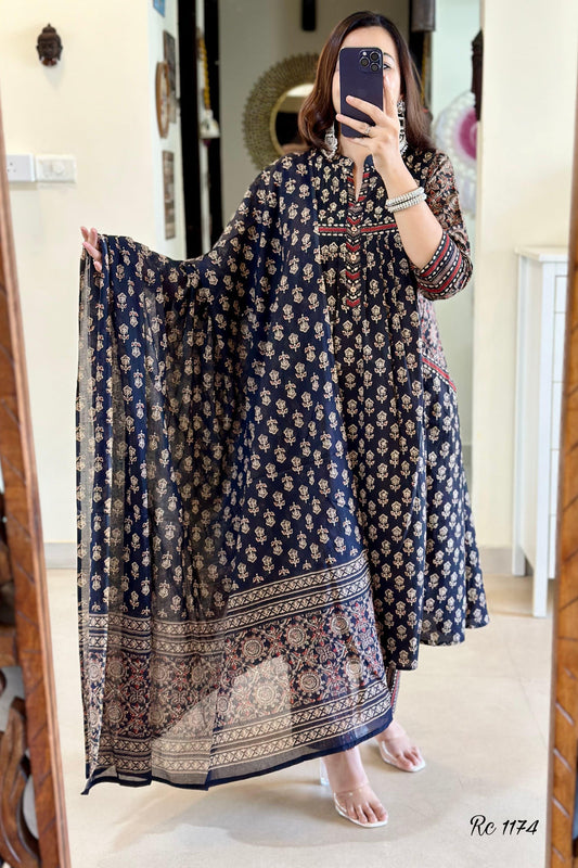 Blue  Kurta And Pant With Dupatta Set for Women's