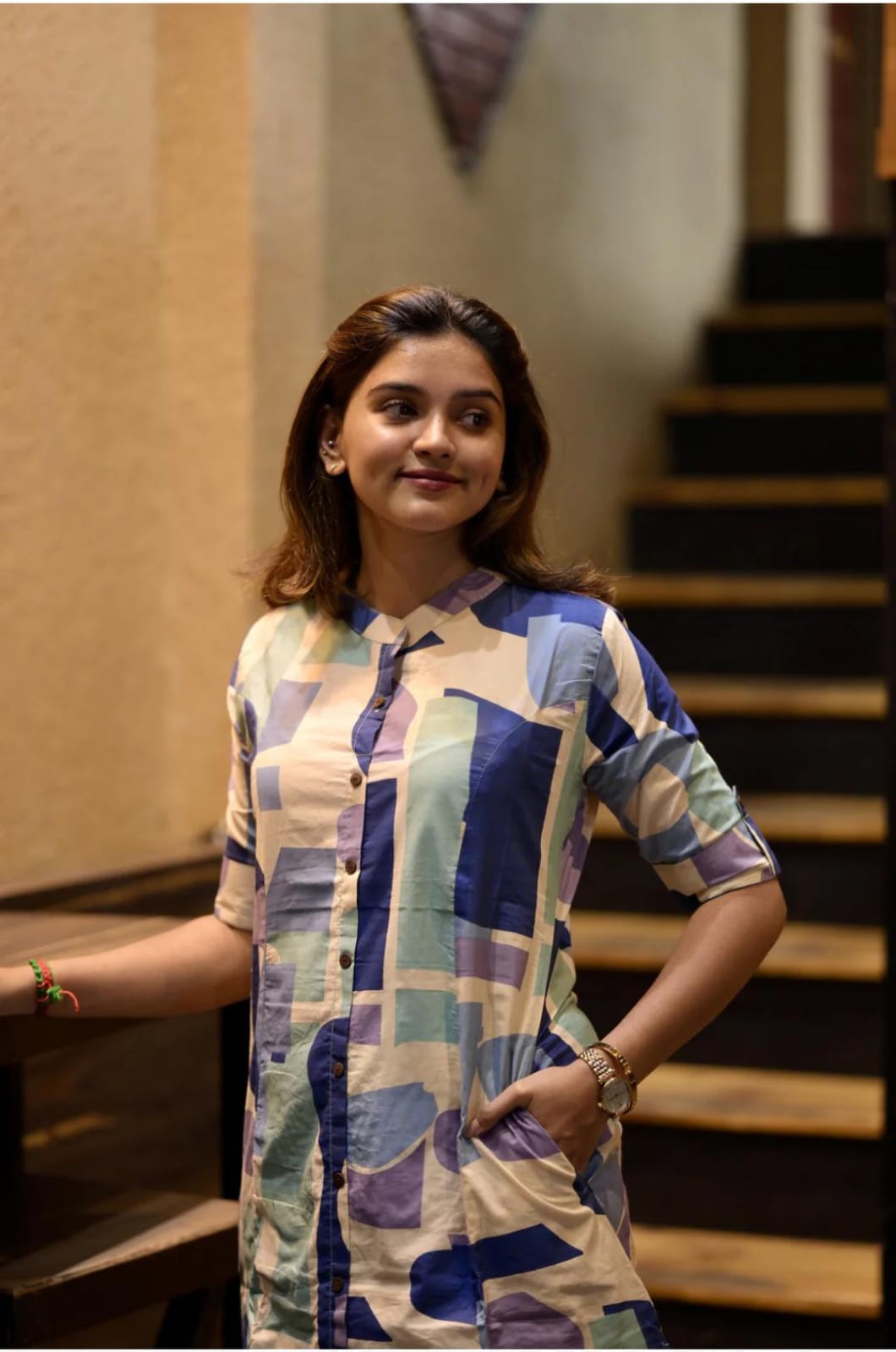 Jaipuri Abstract Print Cotton Kurta Set With Pants – Modern Co-Ord Style