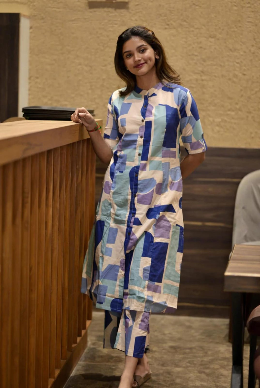 Jaipuri Abstract Print Cotton Kurta Set With Pants – Modern Co-Ord Style