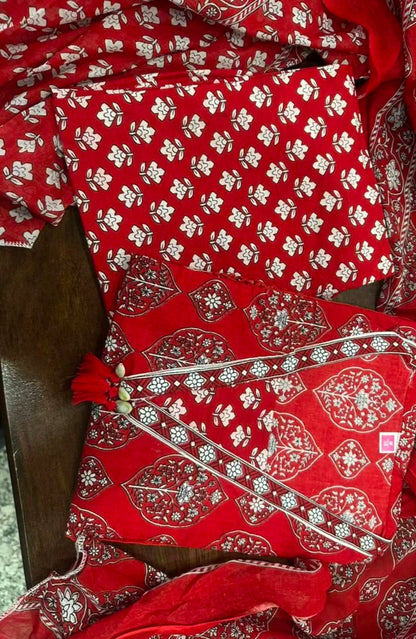Premium Maroon Printed Anarkali Kurti Pant Set