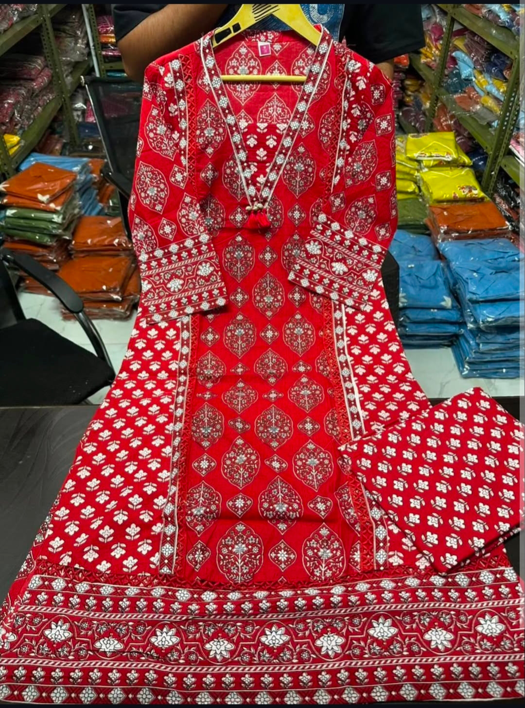 Premium Maroon Printed Anarkali Kurti Pant Set